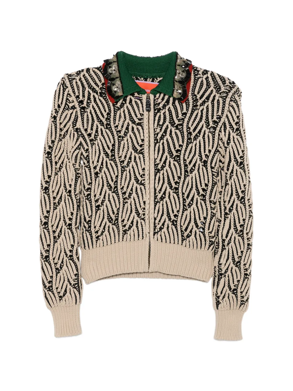 La DoubleJ patterned embellished collar cardigan - Toni neutri
