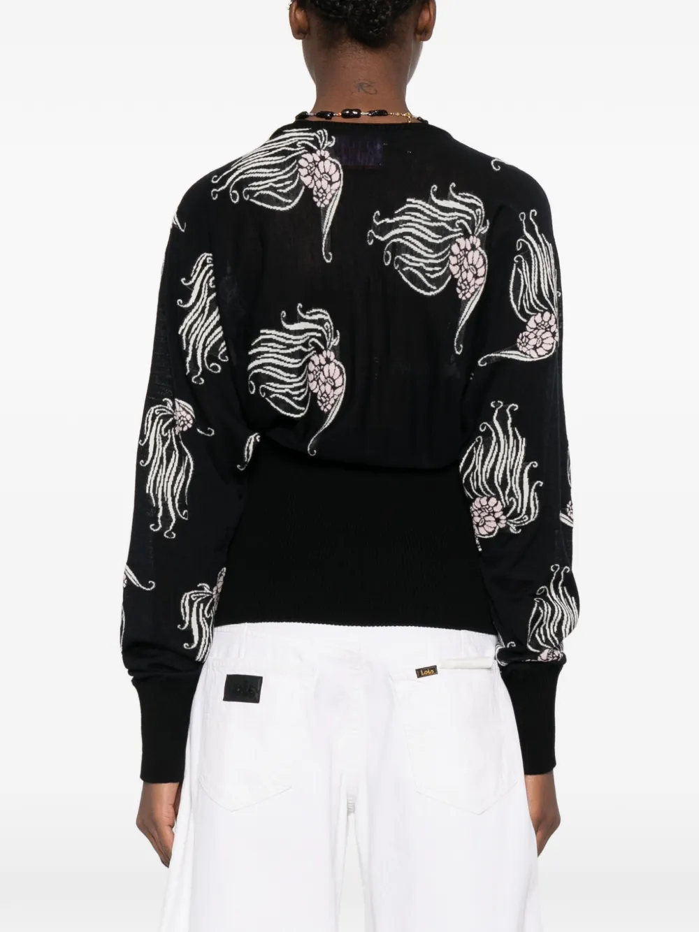 V-Neck Floral Print Sweater