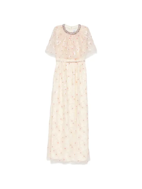 Self-Portrait sequined-florals embellished dress