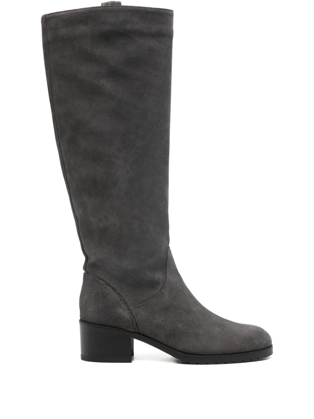 Doucal's suede 50mm block-heel boots | Grey | Image 1