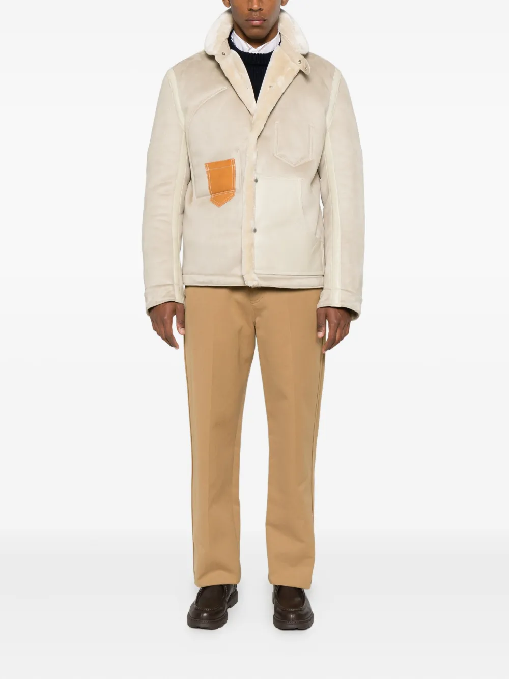 Junya Watanabe Modern High Collar Jacket Front Pockets In Neutral