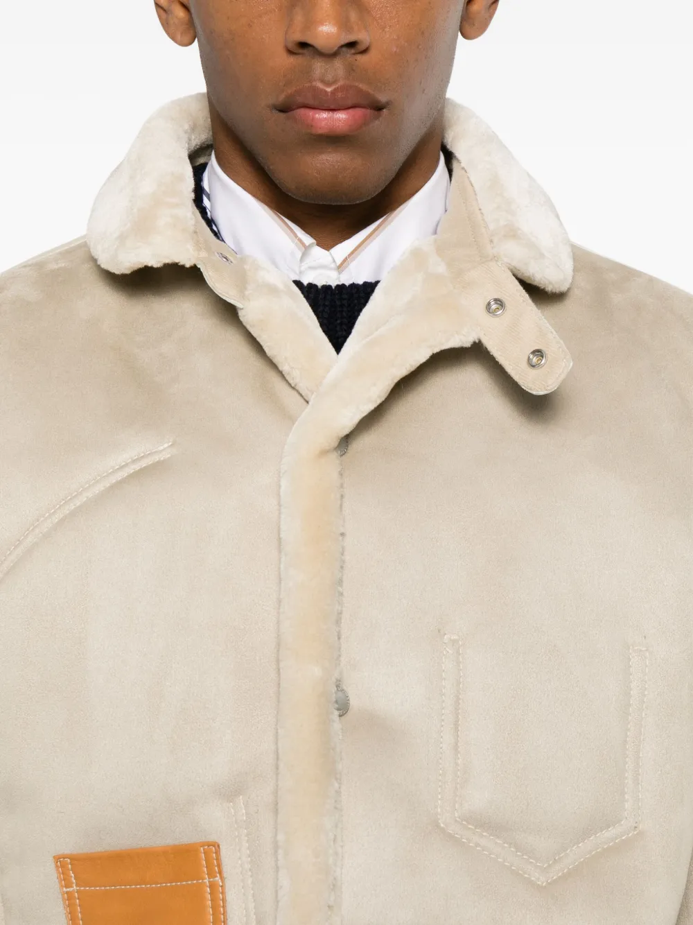 Junya Watanabe Modern High Collar Jacket Front Pockets In Neutral