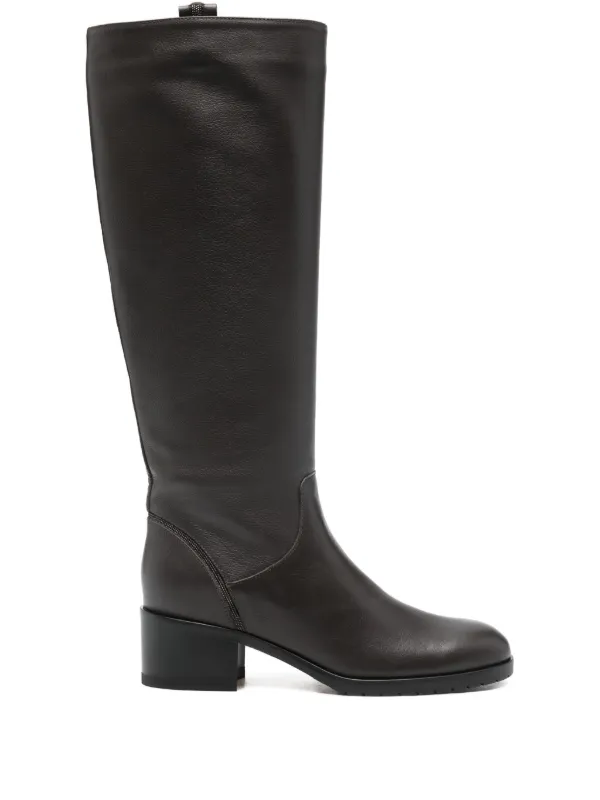Doucal's Zip 50mm Calf Leather Boots in Brown