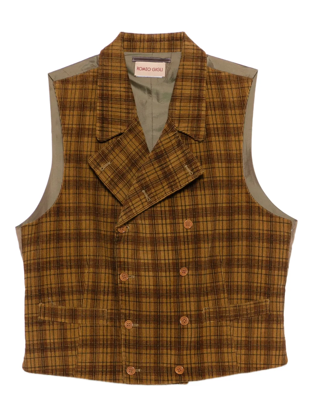 Romeo Gigli Pre-Owned 1990s double-breasted checked vest | Brown | Image 1