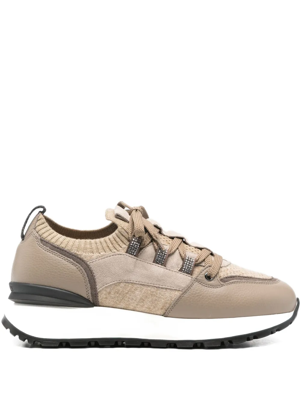 Doucal's Lace-up Panelled Trainers In Brown