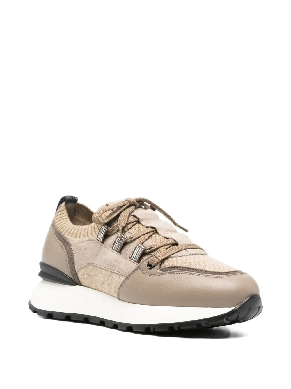 Doucal's Lace-up Panelled Trainers In Brown