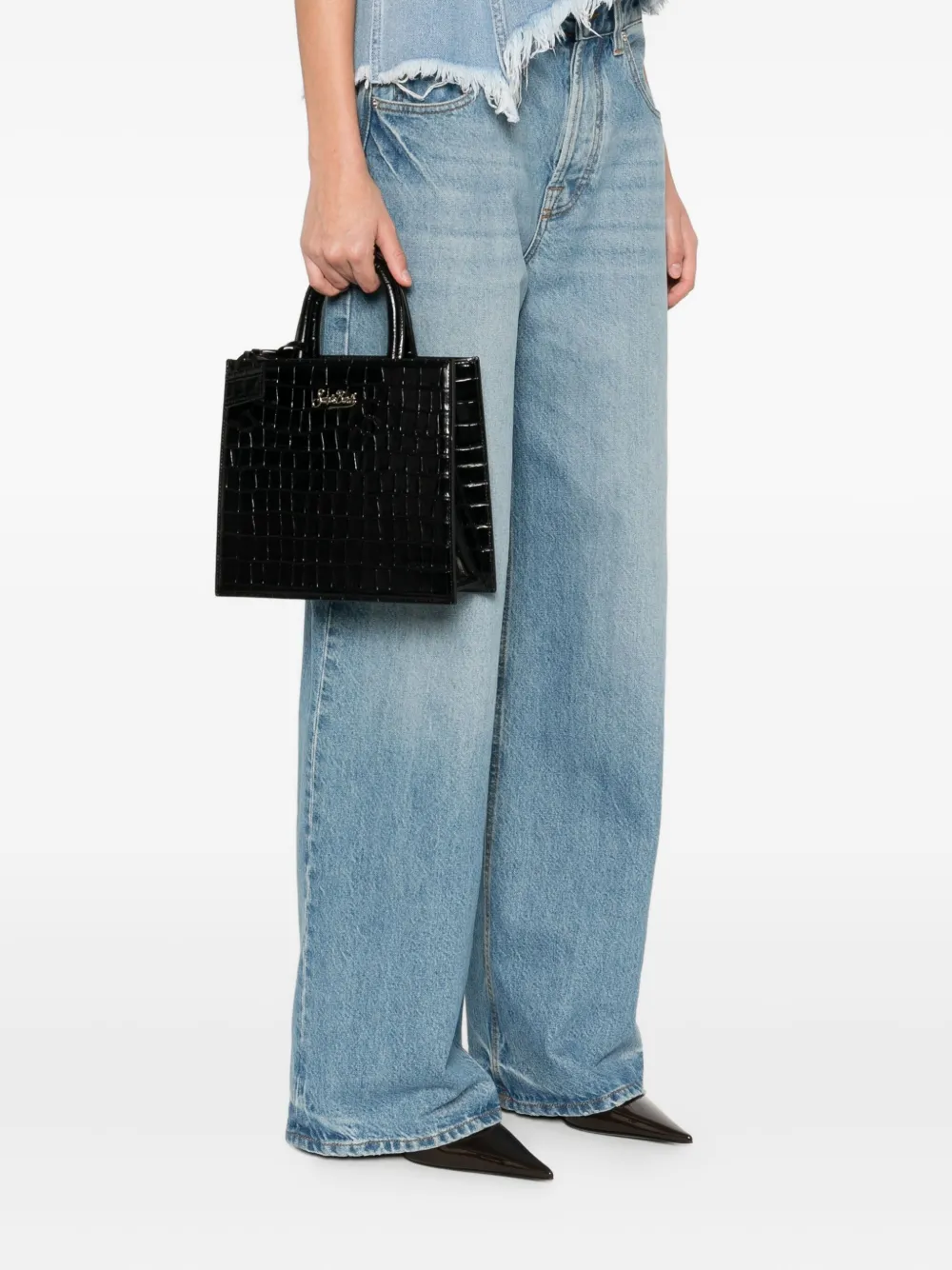 MC2 Saint Barth Leren midi-shopper - Zwart