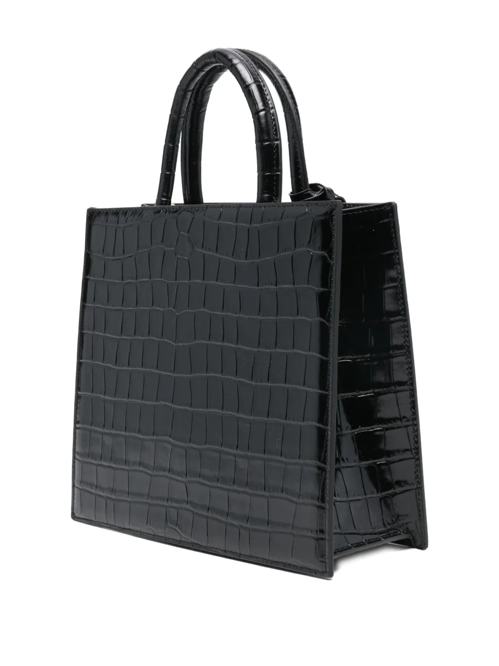 Mc2 Saint Barth Leather Midi Tote Bag In Black