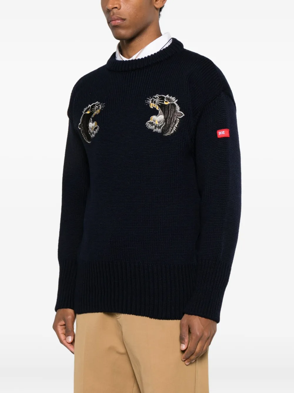 Junya Watanabe MAN Trui met borduurwerk en ronde hals Blauw