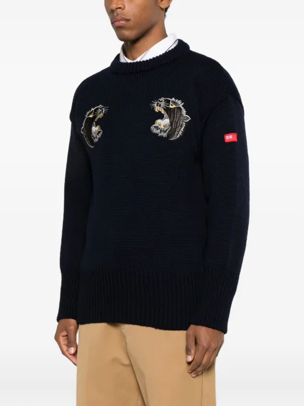 Junya Watanabe MAN Embroidered crew-neck Sweater | Blue | FARFETCH