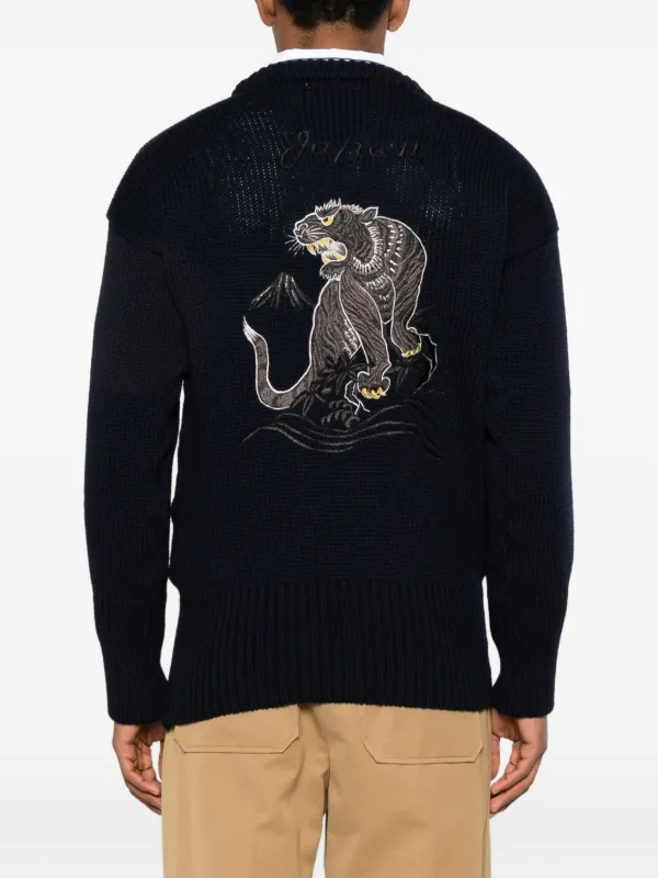 Junya Watanabe MAN Embroidered crew-neck Sweater | Blue | FARFETCH