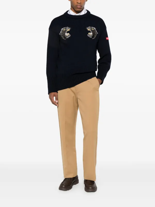 Junya Watanabe MAN Embroidered crew-neck Sweater | Blue | FARFETCH