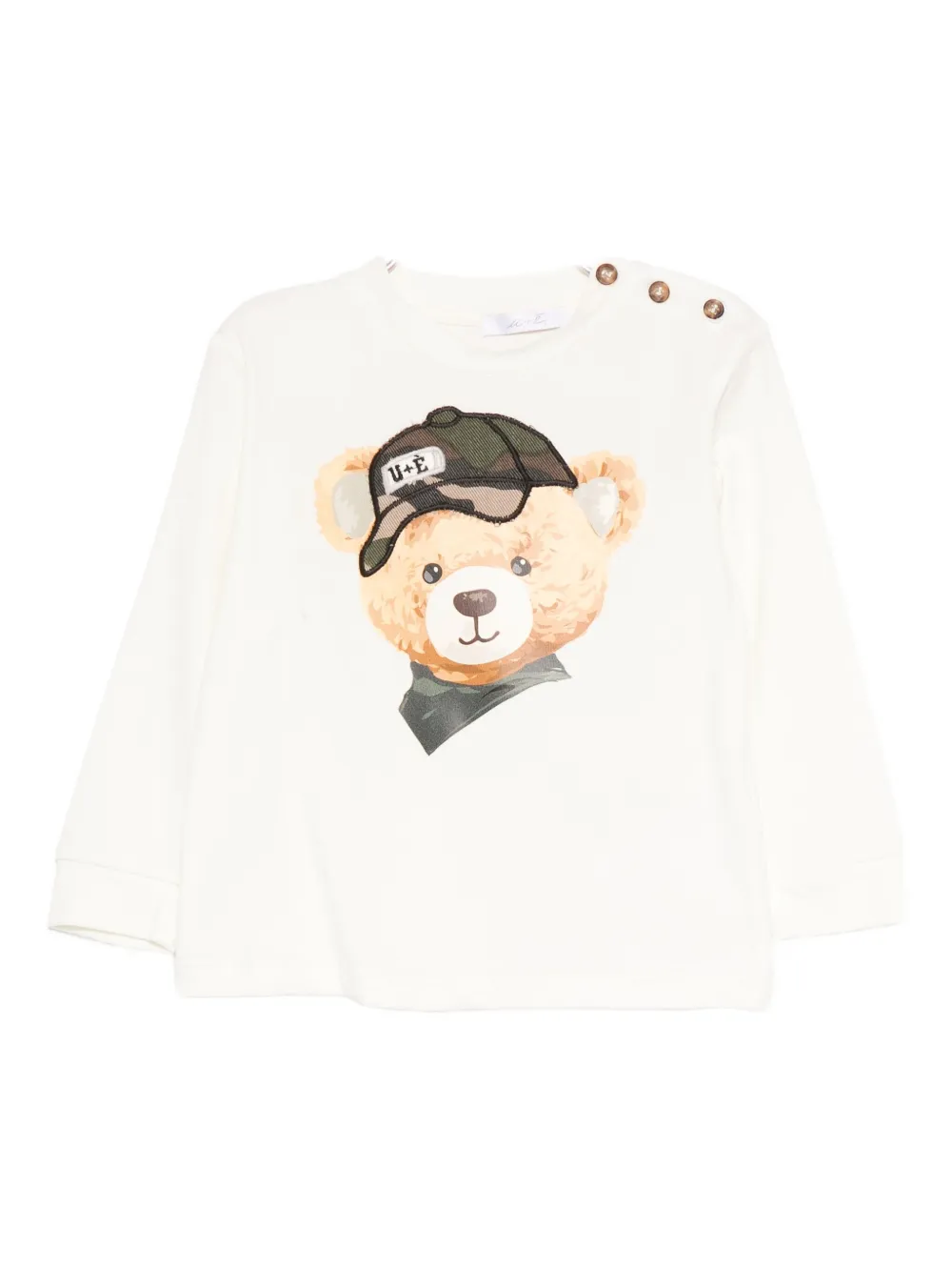 Miss Grant Long-sleeve Bear-graphic T-shirt In White