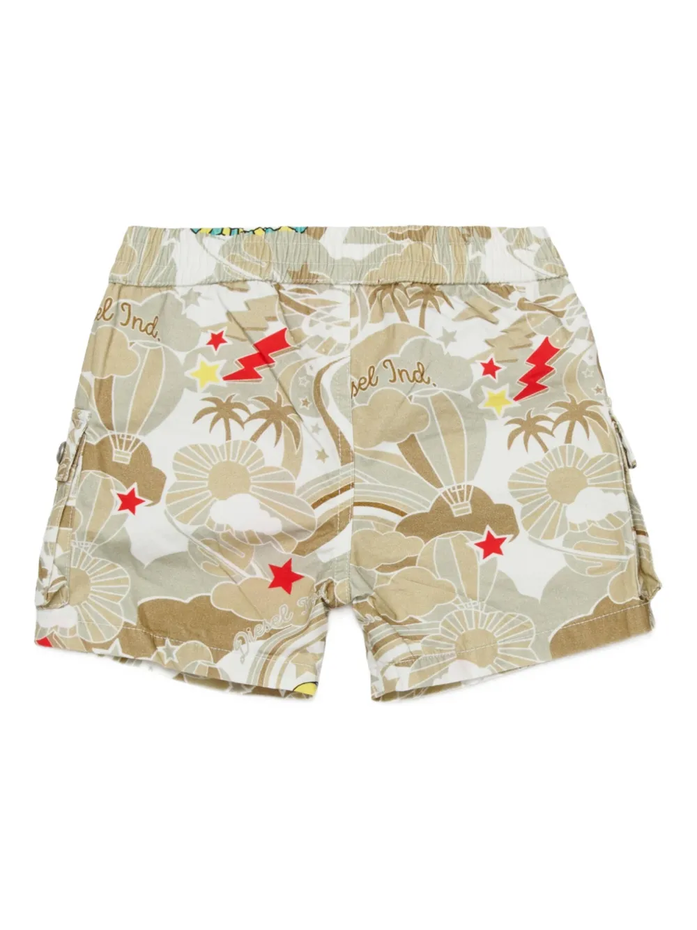  Diesel Kids Pilyshortb Printed Cargo Shorts - Brown 