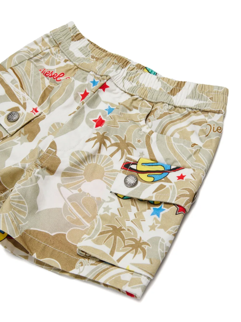  Diesel Kids Pilyshortb Printed Cargo Shorts - Brown 