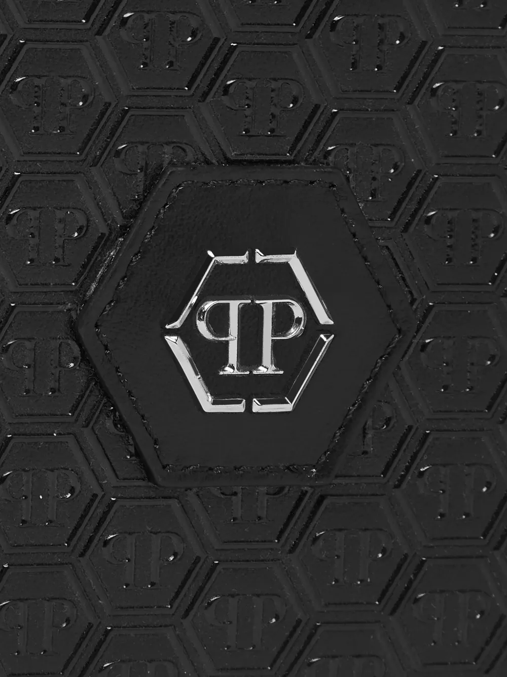 Philipp Plein Monogram Hexagon Leather Wallet In Black