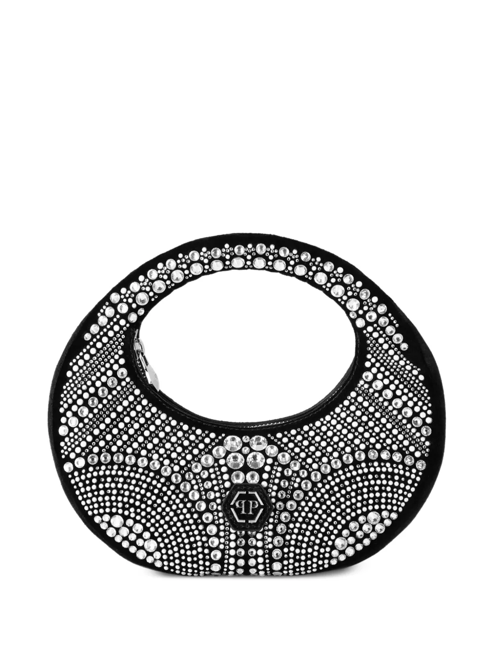 Philipp Plein Medium ronde shopper met mozaïek stras Zwart