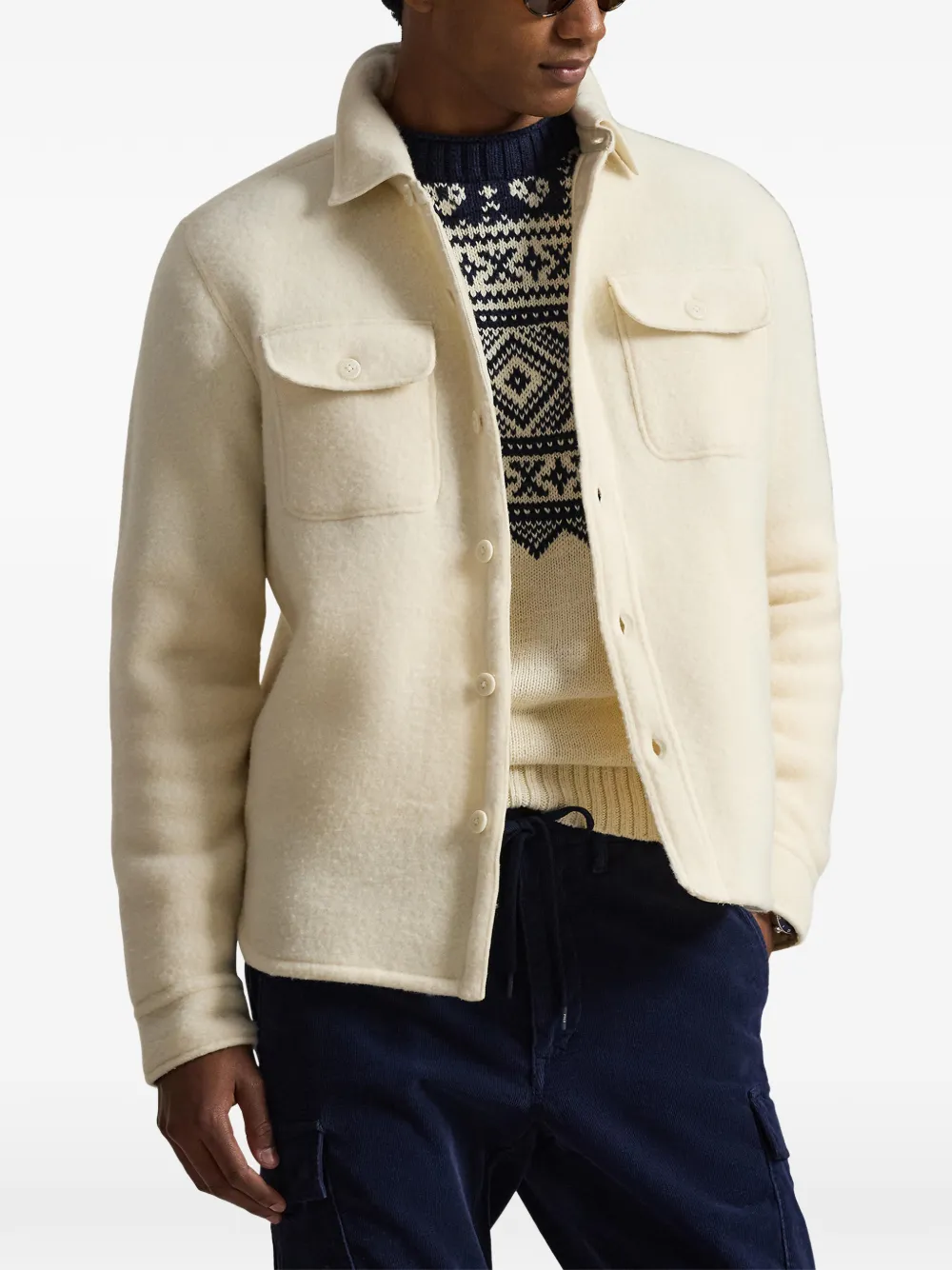  Polo Ralph Lauren Felted Collared Jacket - Neutrals 