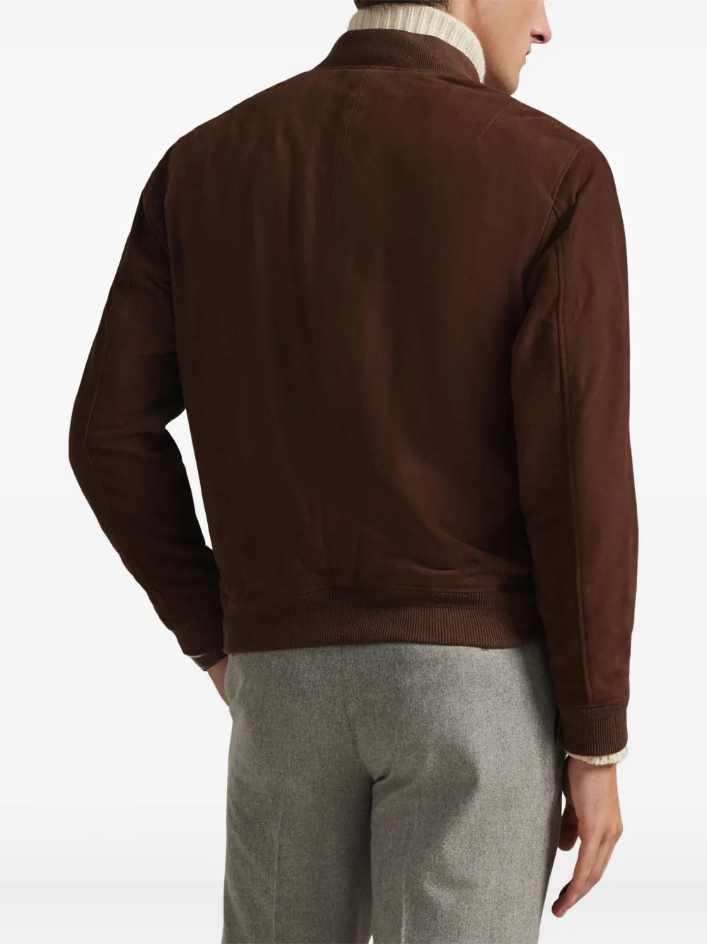 Polo Ralph Lauren Suede Bomber Jacket In Brown