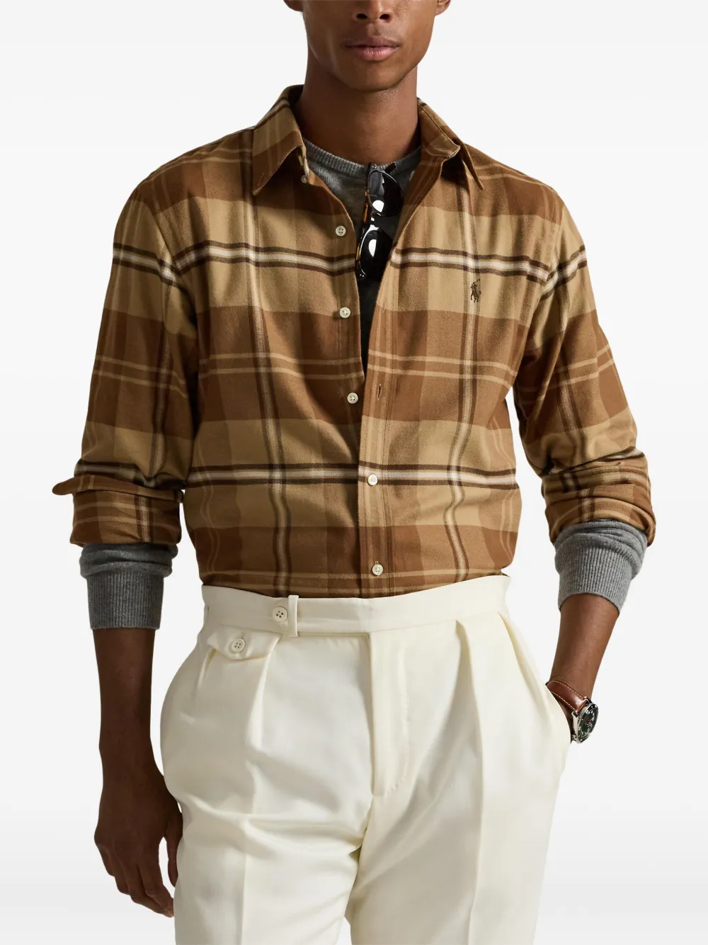 Polo Ralph Lauren Twill geborsteld overhemd Bruin