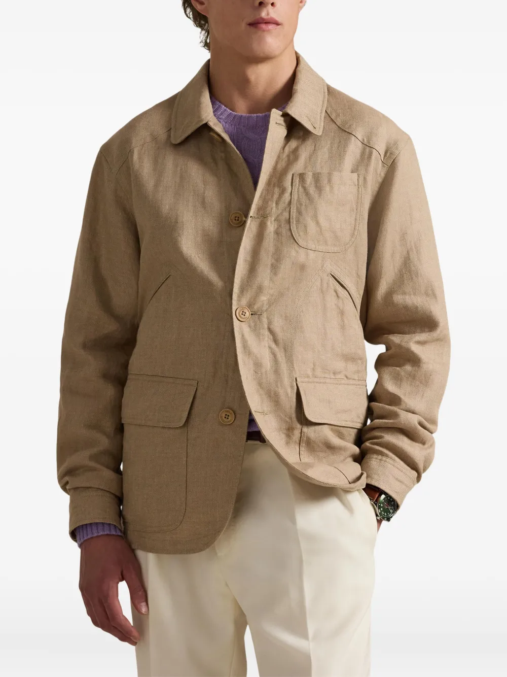 Polo Ralph Lauren Jack met visgraatpatroon en zak Beige