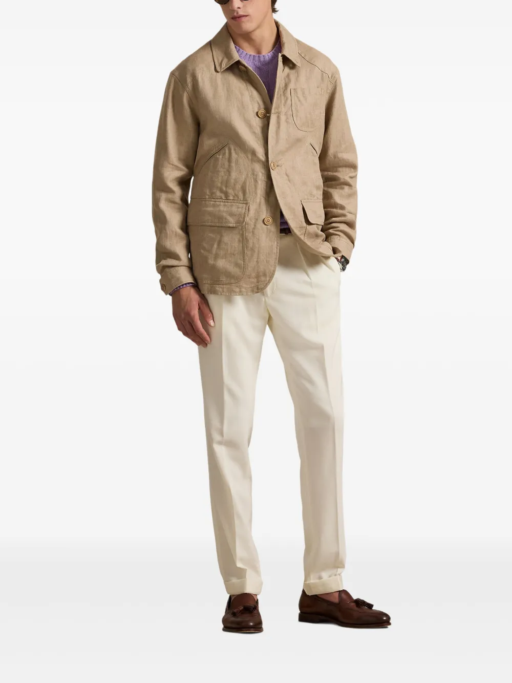 Polo Ralph Lauren Jack met visgraatpatroon en zak Beige