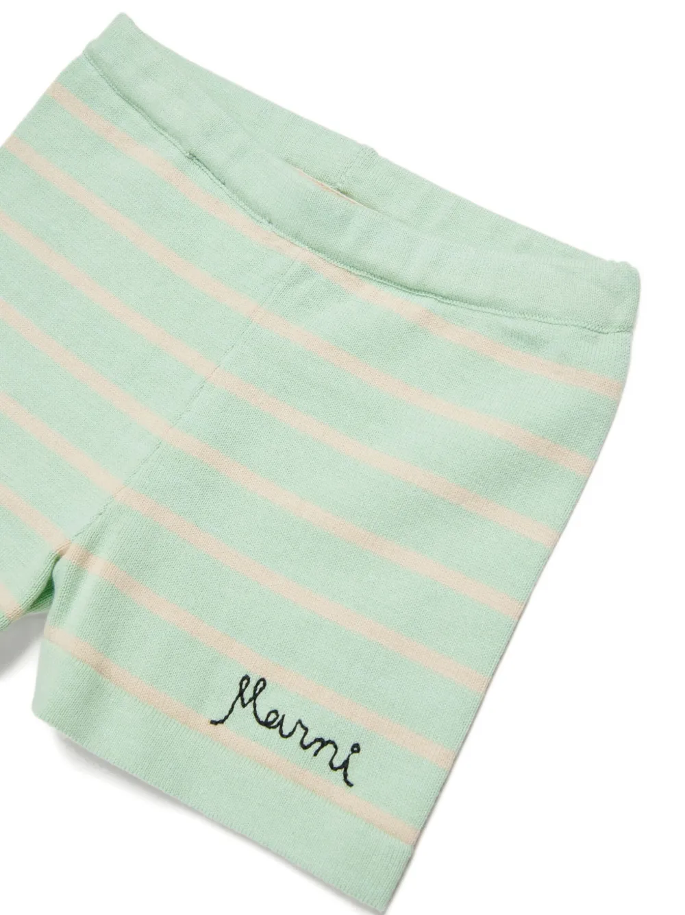 Marni Kids Gestreepte shorts met geborduurd logo Groen