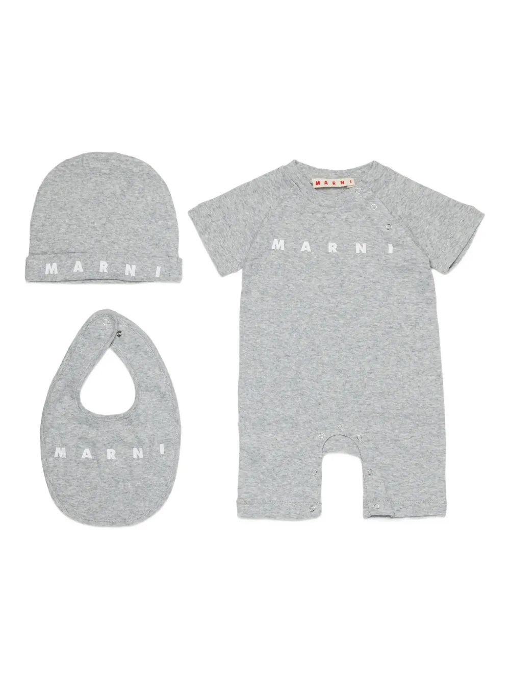 Marni Kids Set aus drei Stramplern mit Logo-Print - Grau