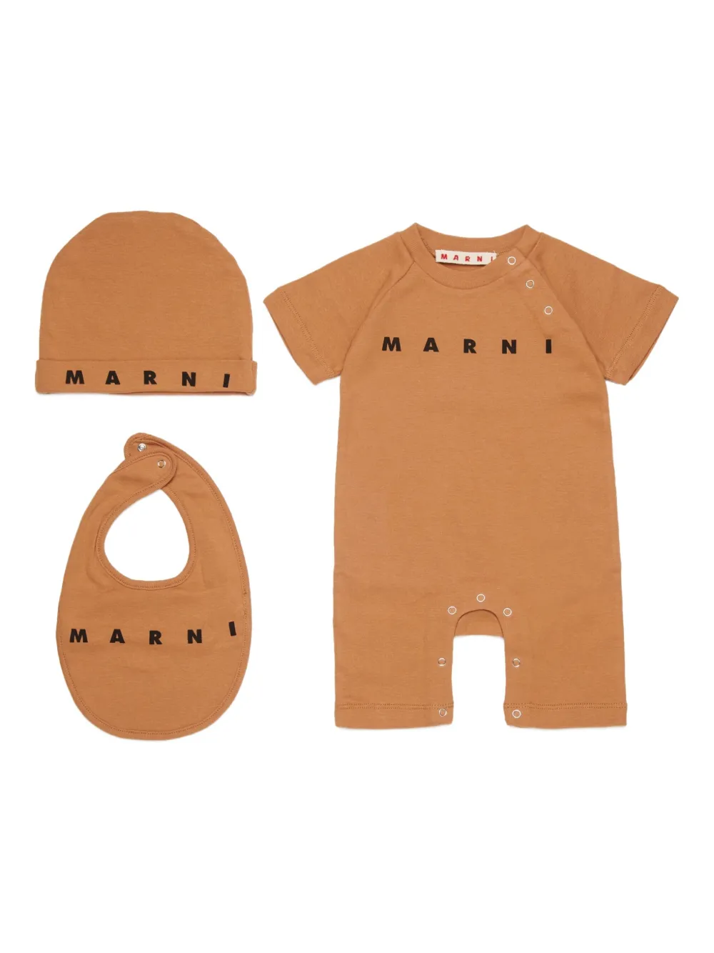 Marni Kids Set tutina con logo (3 pezzi) - Marrone