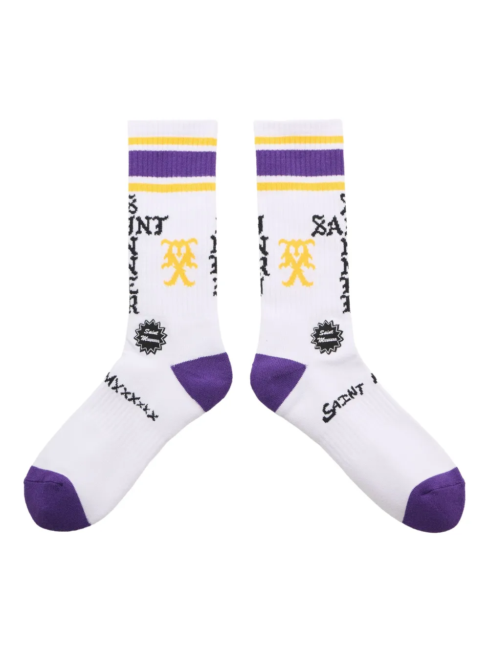 SAINT MXXXXXX striped logo socks - Bianco