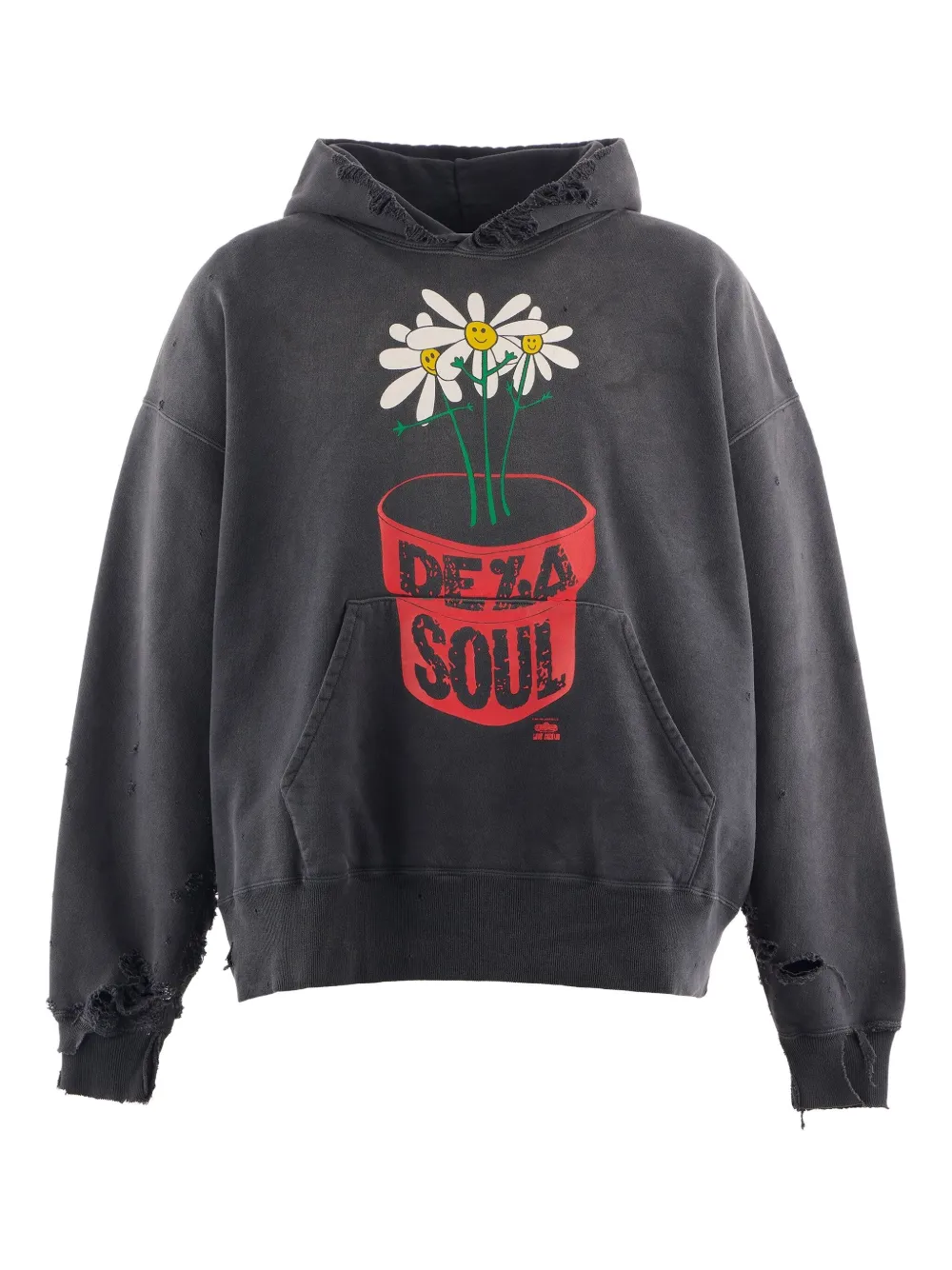 SAINT MXXXXXX x De La Soul distressed graphic hoodie - Grigio