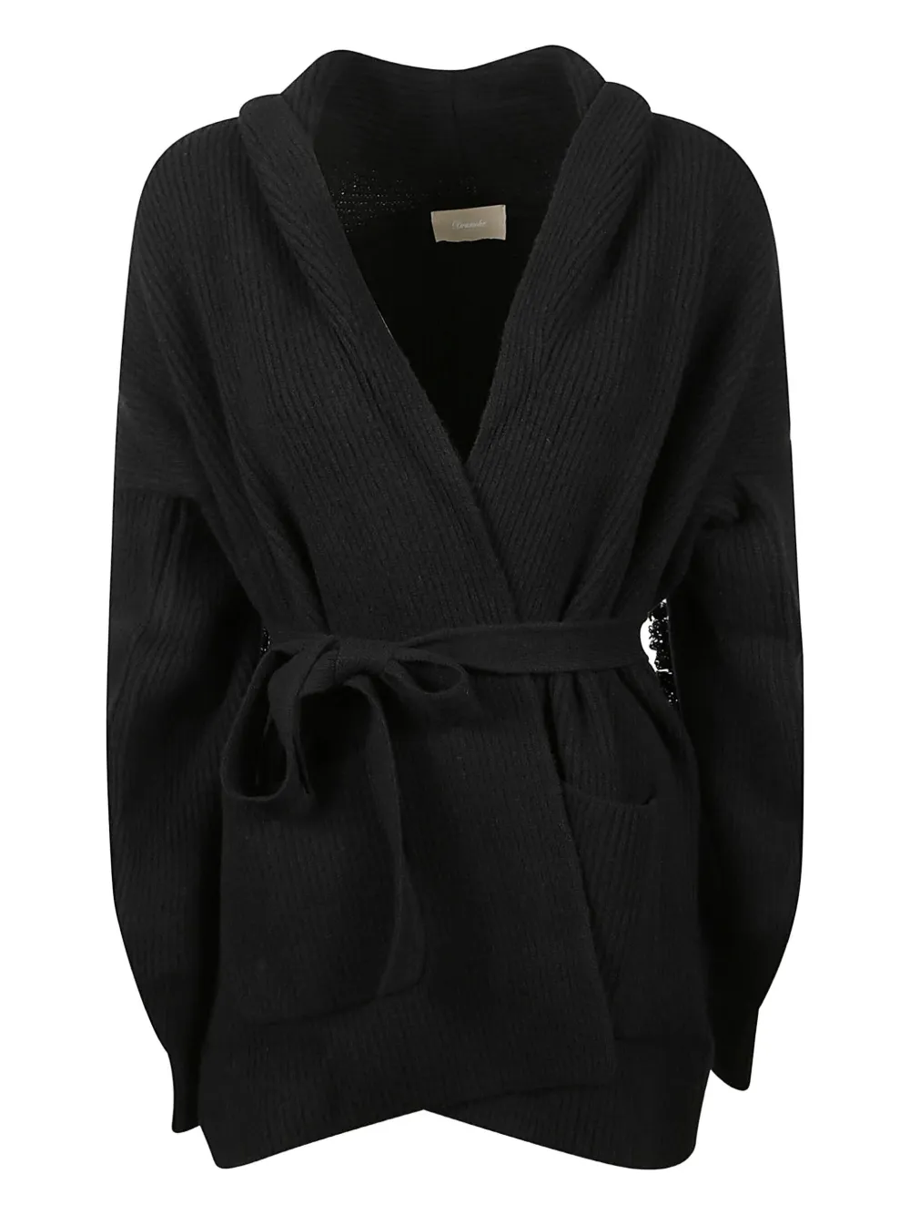 Drumohr Hooded Belted Cardigan In Black