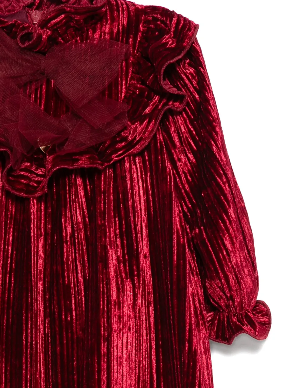 Le Bebé Enfant Plissé jurk met ruches Rood