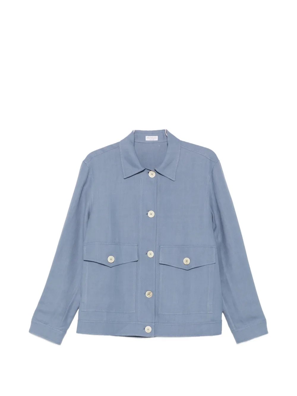 Brunello Cucinelli Button-up Flap-pocket Overshirt In Blue