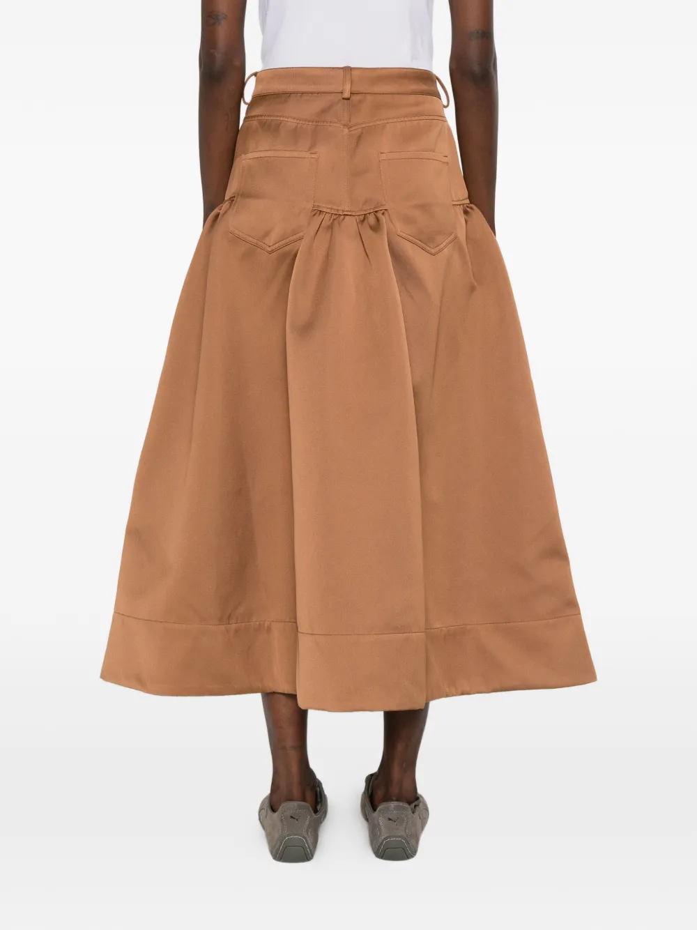 GANNI Gesmockte rok Beige