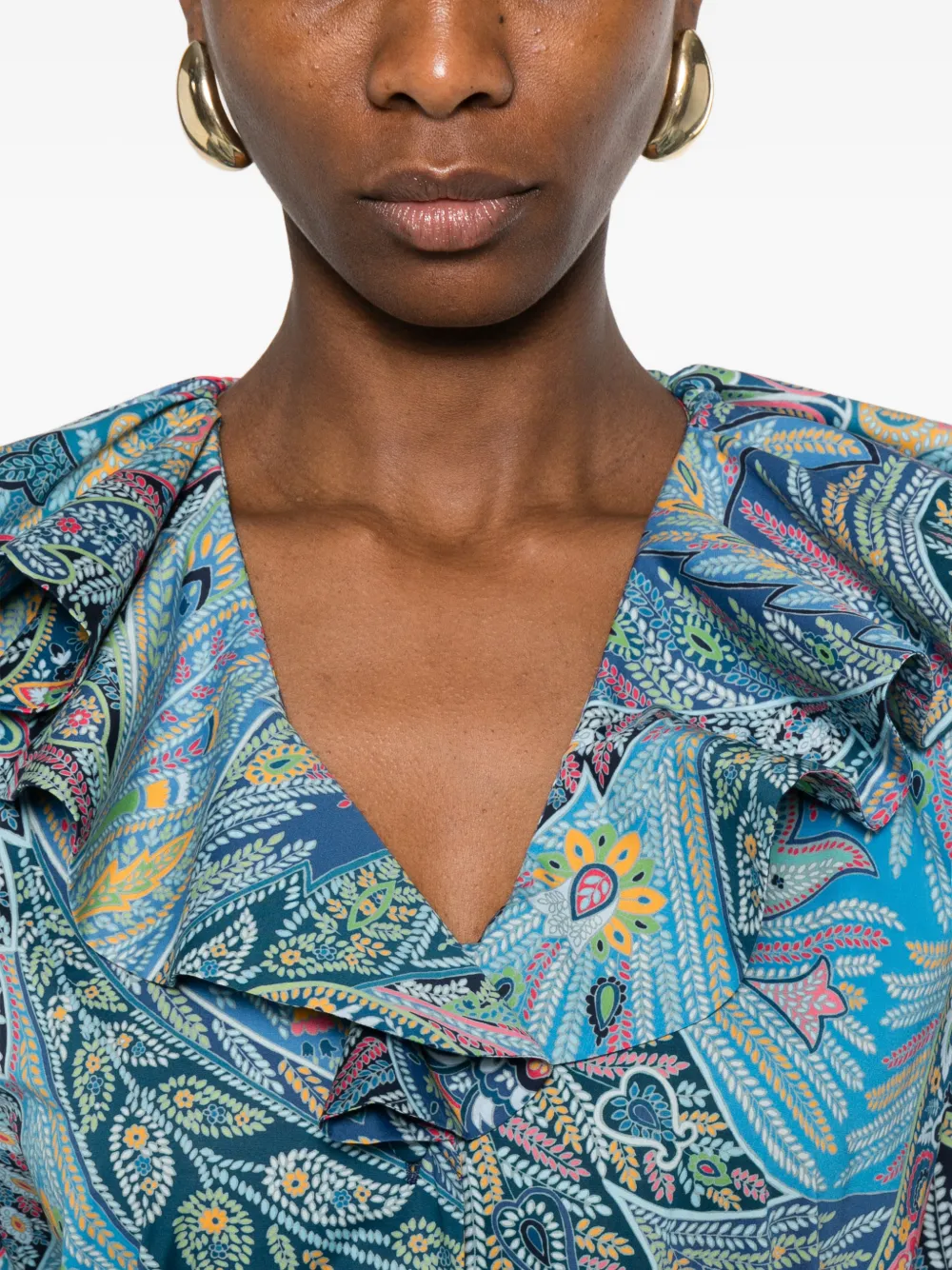 ruffled floral shirt