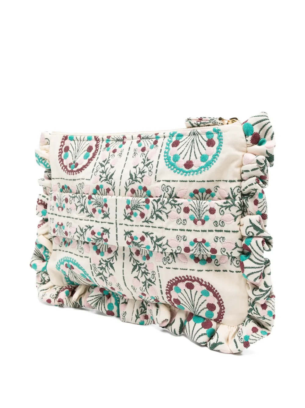 La DoubleJ Florette Tiles clutch met jacquard Beige
