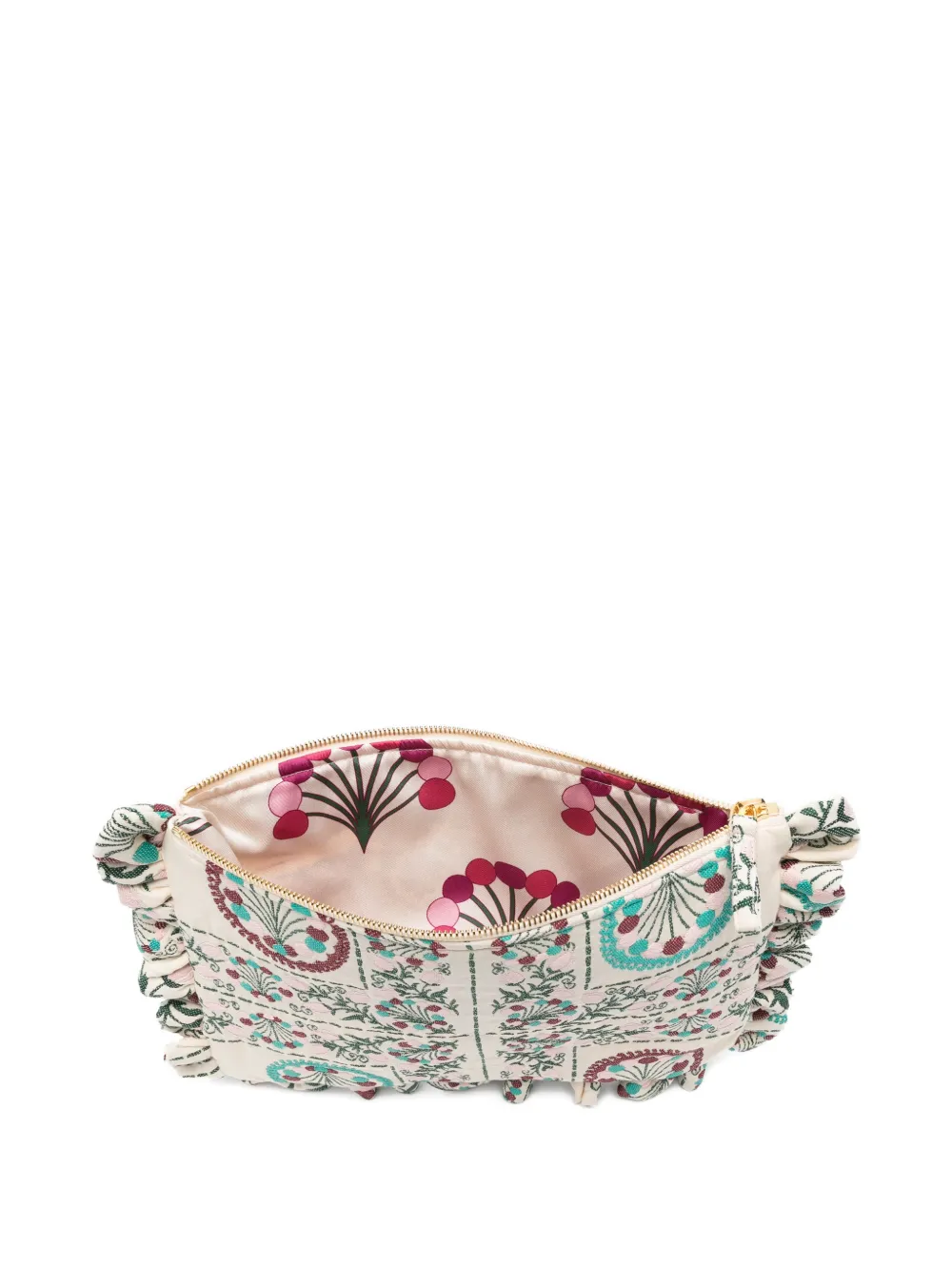 La DoubleJ Florette Tiles clutch met jacquard Beige