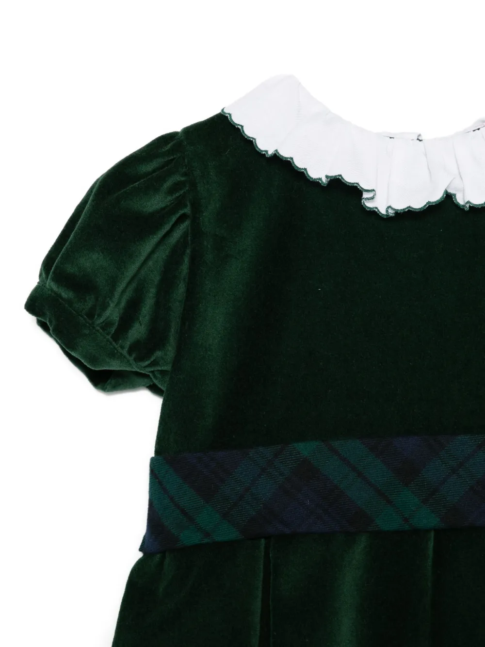 Siola Jurk met ruches en tartan-ruit Groen