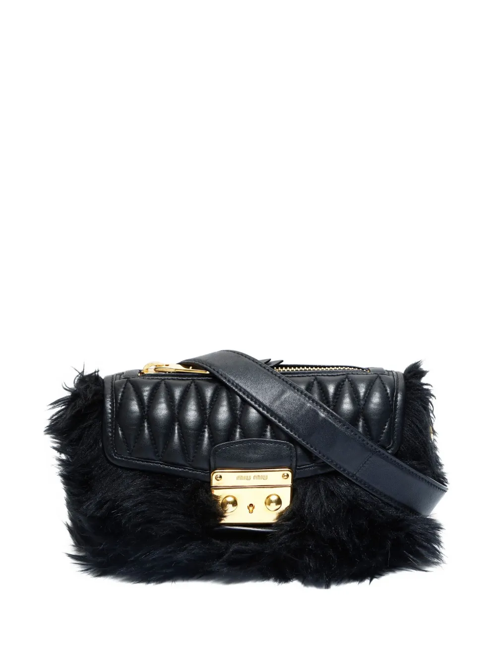 Miu Miu Pre-Owned 2000-2015 matelassé fur shoulder bag | Black | Image 1