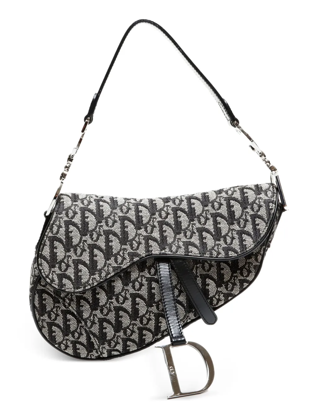 Christian Dior Pre-Owned 2002 トロッター Dチャーム サドルショルダーバッグ - ブラック