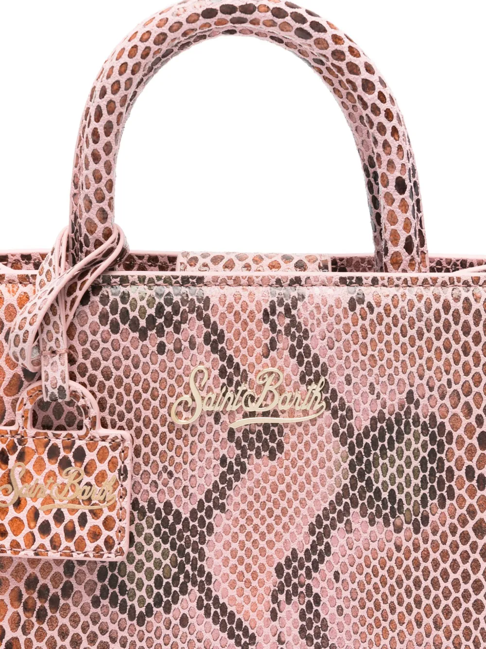 Mc2 Saint Barth Pink Snakeskin-effect Shop Bag Mini In Pink