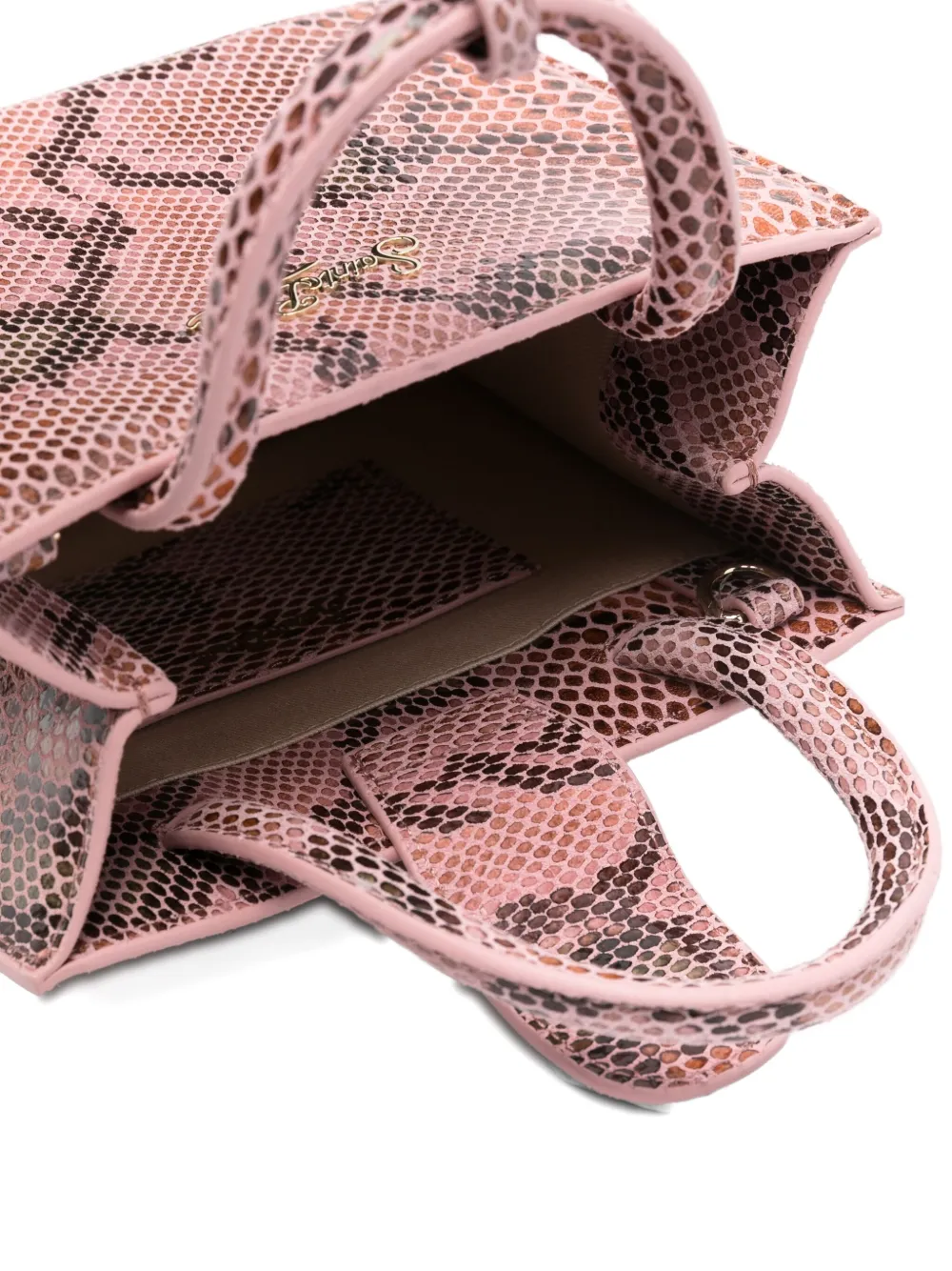 Mc2 Saint Barth Pink Snakeskin-effect Shop Bag Mini In Pink