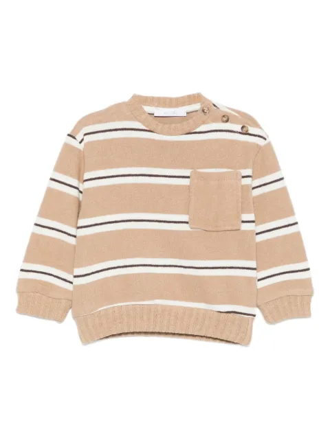 Miss Grant Kids striped pocket crew-neck sweater