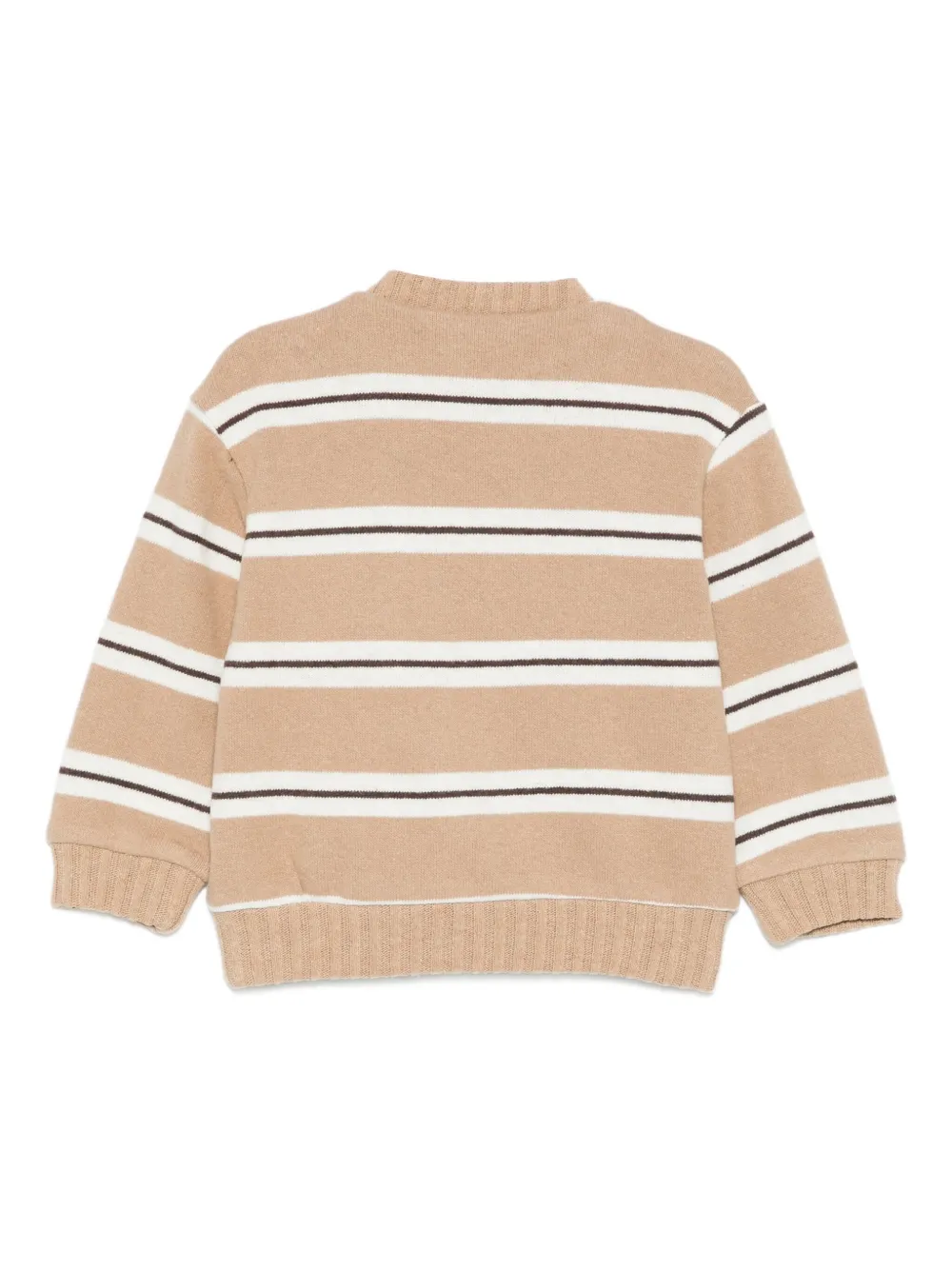 Miss Grant Kids Gestreepte trui met ronde hals en zak Beige