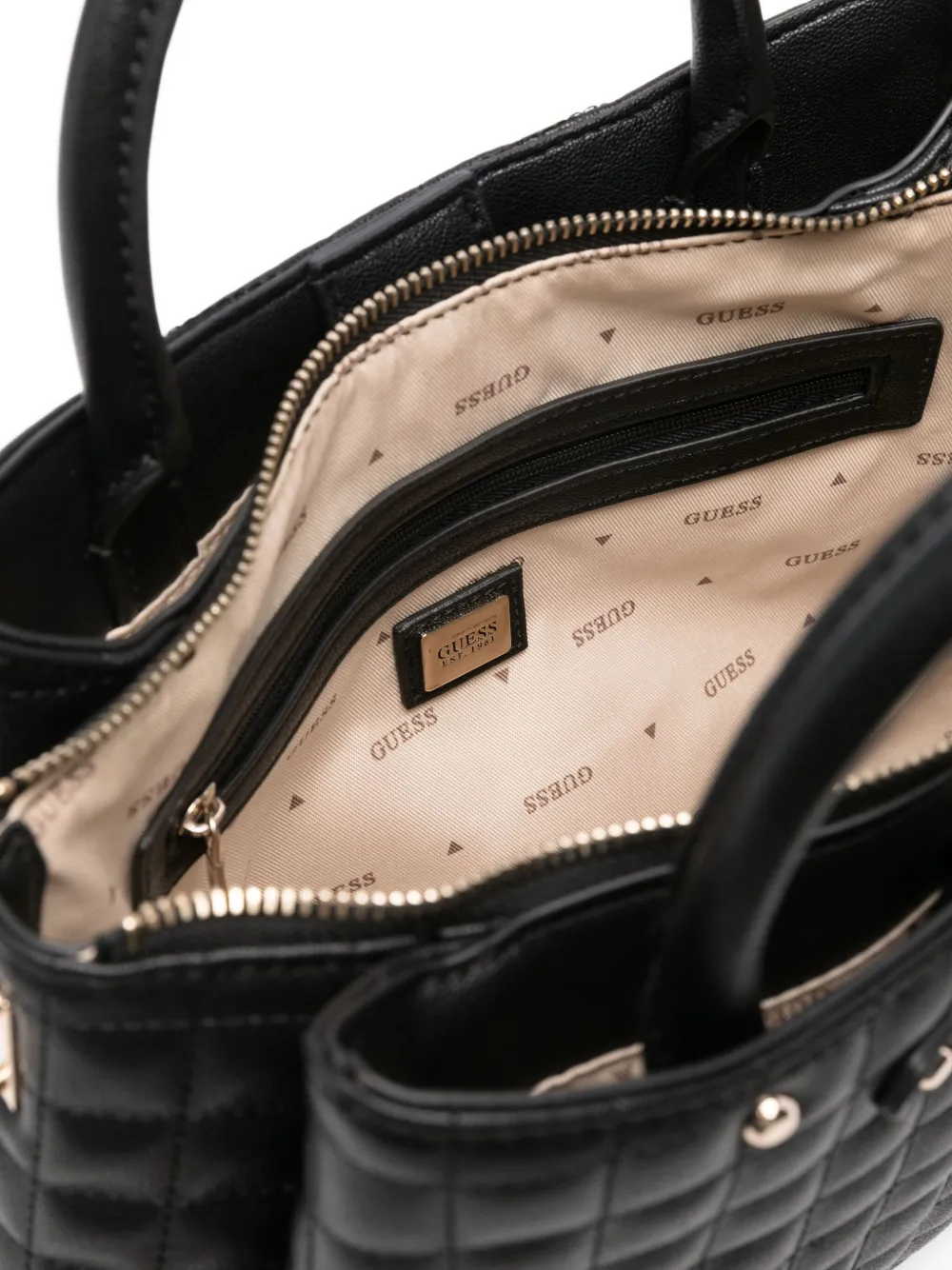 Guess Usa Quilted-design Tote Bag In Black