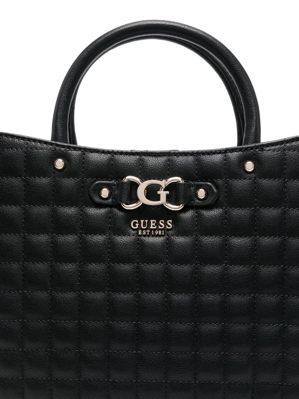 Guess Usa Quilted-design Tote Bag In Black