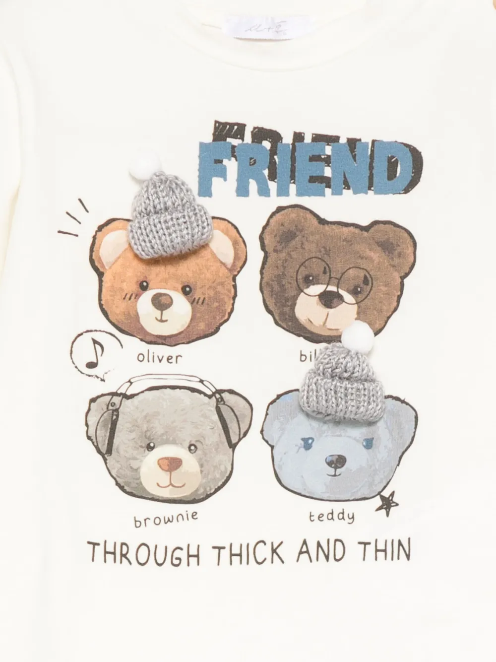 Miss Grant Long Sleeve Bear-print T-shirt In White