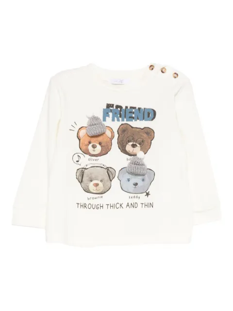 Miss Grant Kids long sleeve bear-print T-shirt