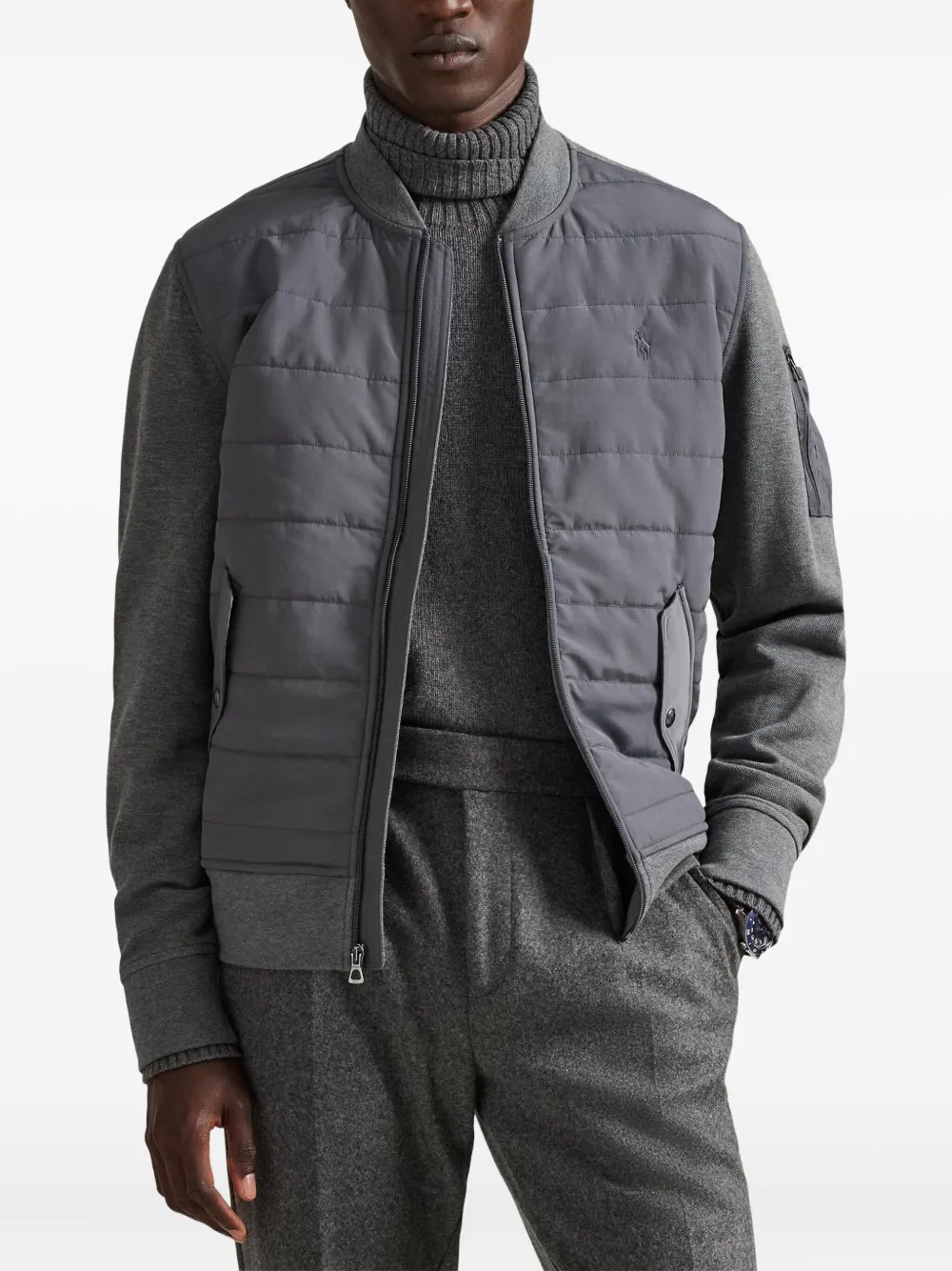 Polo Ralph Lauren Quilted Bomber Jacket In Gray